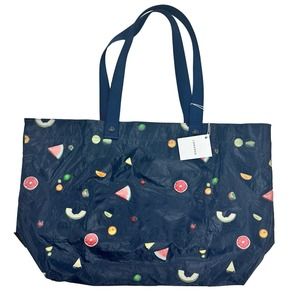 NEW! Lo & Sons Del Mar packable tote‎ - large - navy blue fruit print